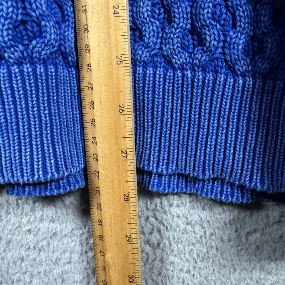Obey Mens Blue Cable Knit Cotton Pullover Sweater Size Large Streetwear